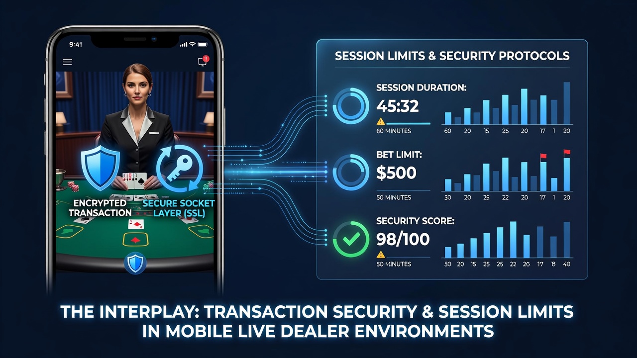 Live dealer table view on mobile with overlaid security verification notification and remaining session time display